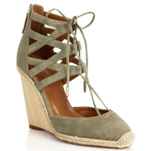 Aquazzura Belgravia Suede Wood Wedge Sandal Sz. 8